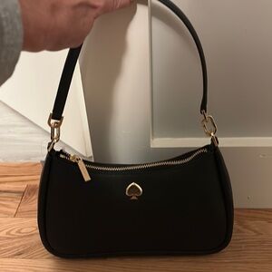 Chic Black Shoulder Bag with Gold Details